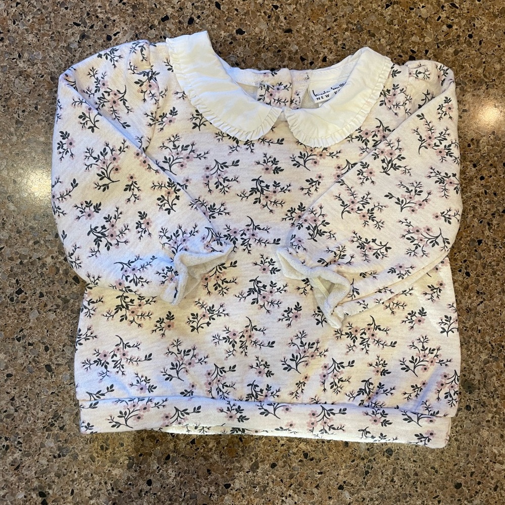 Nicole Miller Kids Floral Print Sweater with White Collar